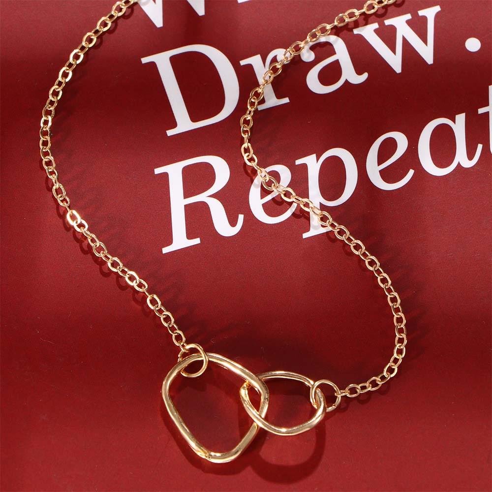Personality Irregular Simple Double Ring Temperament Neck Chain Choker Necklace Clavicle Chain