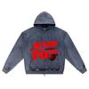 DTG print Knitted Denim Zip-Up Hoodie Speed Meets Power Brother Print Zipper Hoodies  