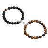Trendy Couple 2Pcs/Set Natural Stone Beads Love Heart Magnetic Bracelet For Women Men Charm Peach Beaded Bracelets Jewelry Gifts