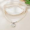 Fashionable And Versatile Vintage Necklace With Heart,shaped Pendant, Multi, Pearl Necklace For Women