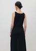 Umamung Elastic Cotton Buttoned Slit Dress_Black