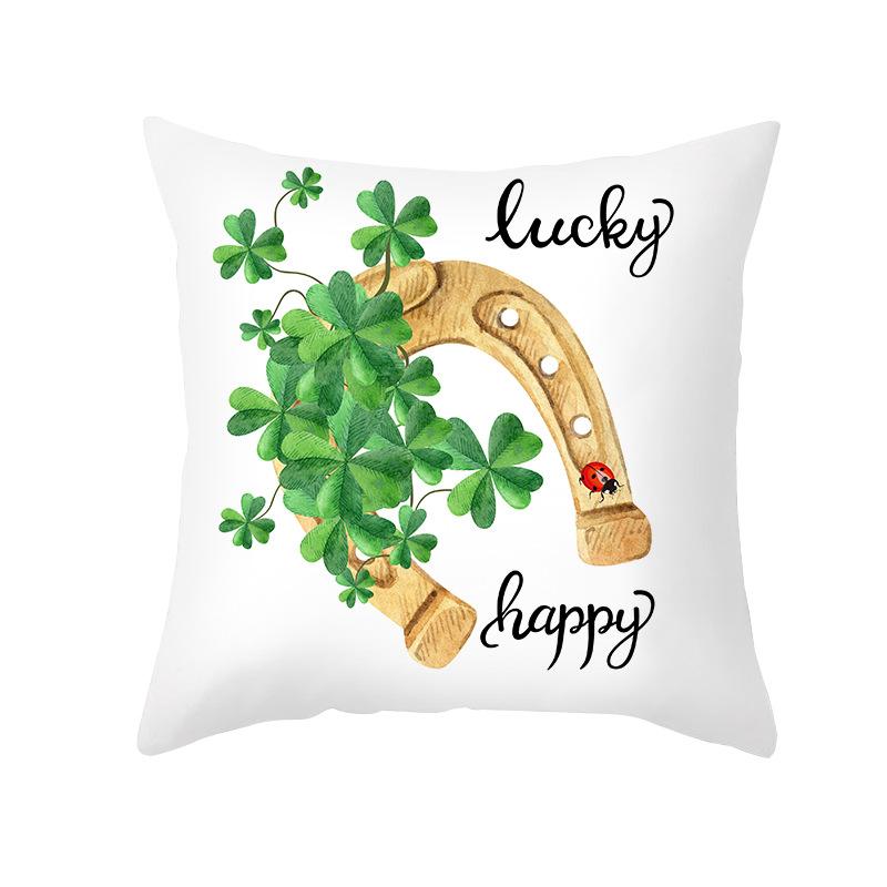 St. Patrick's Pillow Cover for Home Sofa Peach Skin Printed Cushion Cover National Day Pillow Cover