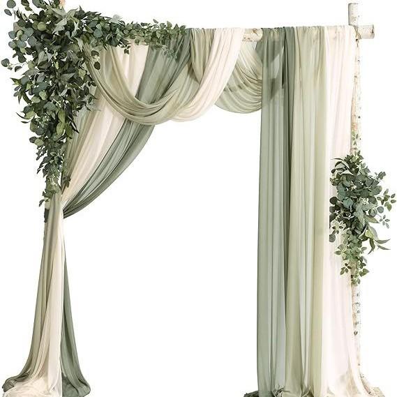 Luxury Wedding Arch Flower Six-Piece Set - 2 Pieces Flower Game 3 Pieces Curtain 1 Arch Suitable For Wedding Diy Decoration