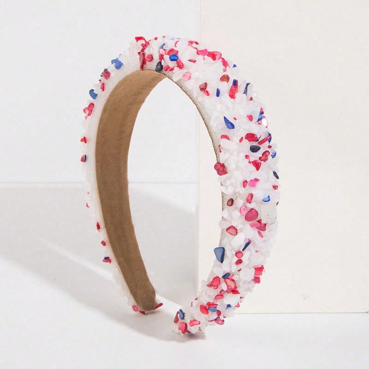 

2026 Headband European and American Fashion New Hair Accessories Colorful Gemstone Headband Cross Hair Headband Women