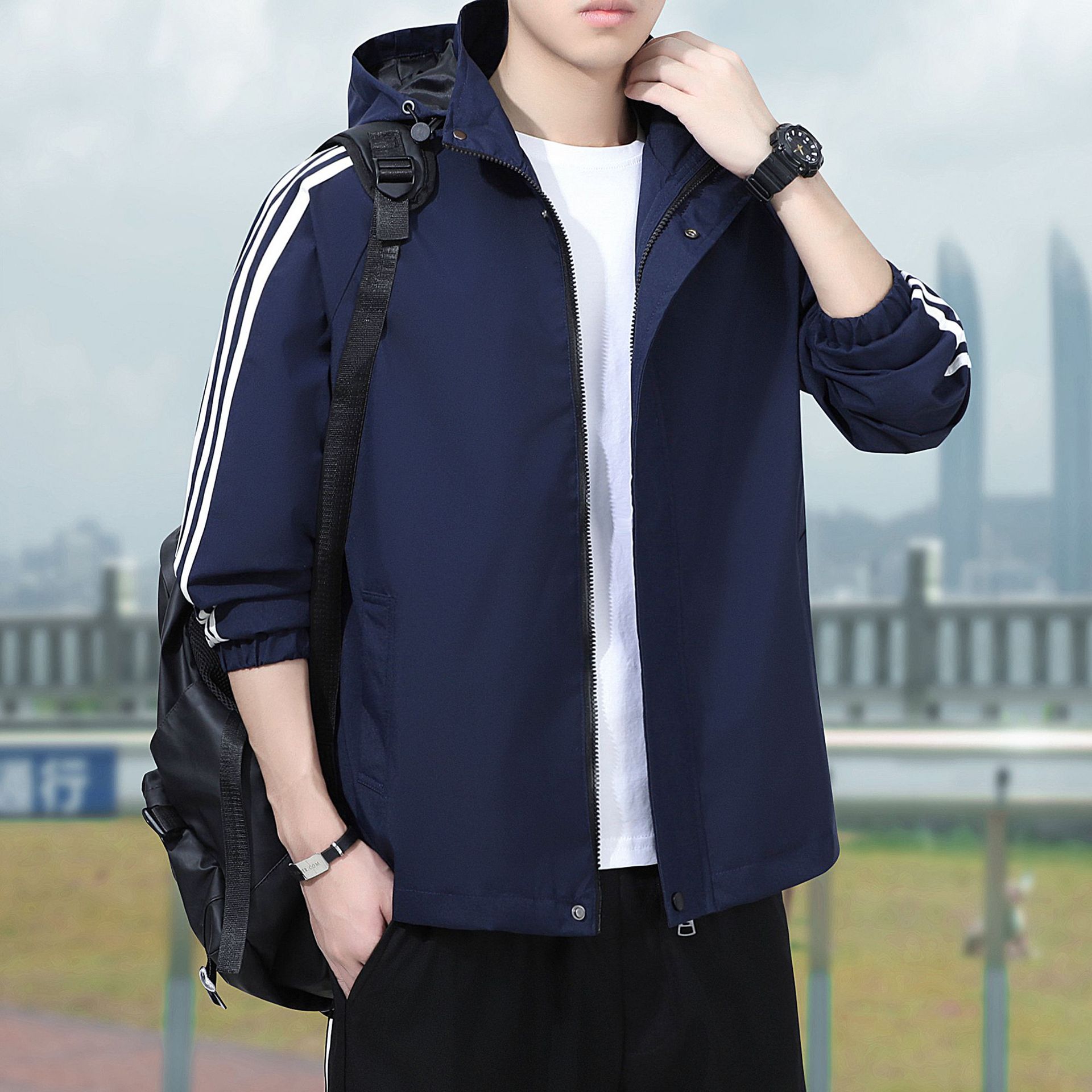 

Мужское пальто Мужское пальто Весенняя куртка с капюшоном Мужское пальто больших размеров Мужское весенне-осеннее пальто 4XL