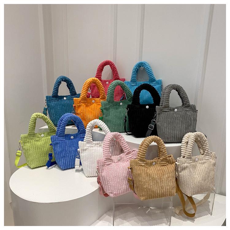 2024 Winter Corduroy Plush Crossbody Bucket Bag - Cute Furry Handbag