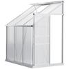 6 X 4ft Lean To Wall Polycarbonate Greenhouse Aluminium Walk-in Garden Greenhouse with Adjustable Roof Vent, Rain Gutter and Sliding Door, Clear
