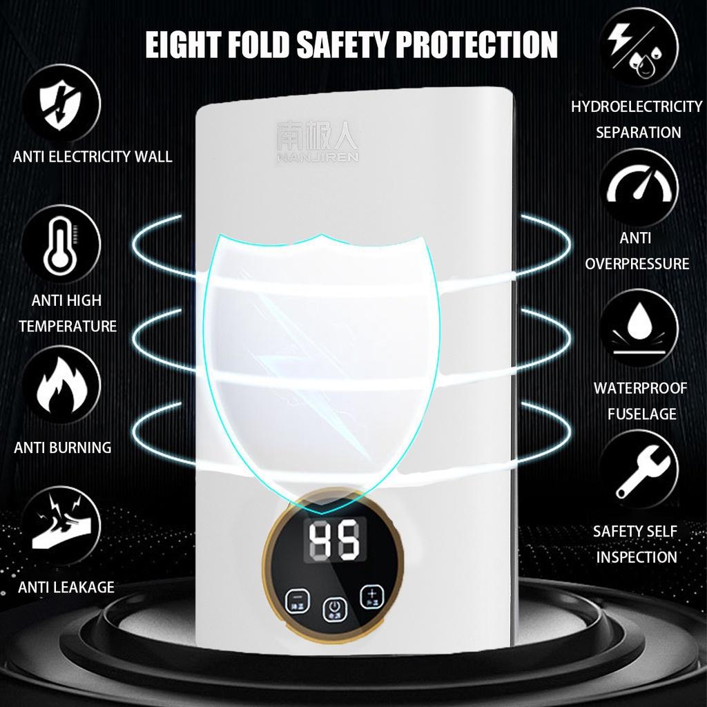 220V IPX4 Waterproof Instant Electric Water Heater Home Intelligent Constant Temperature and Rapid Heating Small Shower Bath Machine 6000W