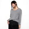 STUDIO 235 Modal Cotton Boyfit U-Neck Long Sleeve Melange Grey