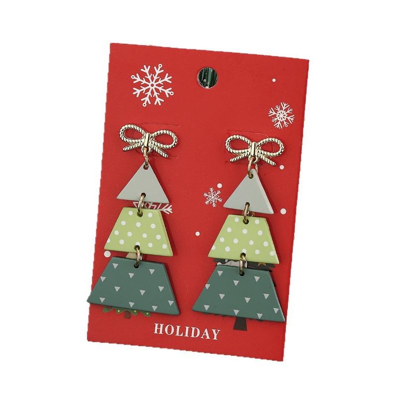 Christmas Tree Earrings, Snowflake Bow Stud Earrings, Polka Dot Personalized Earrings, Earrings, Women's Jewelry.
