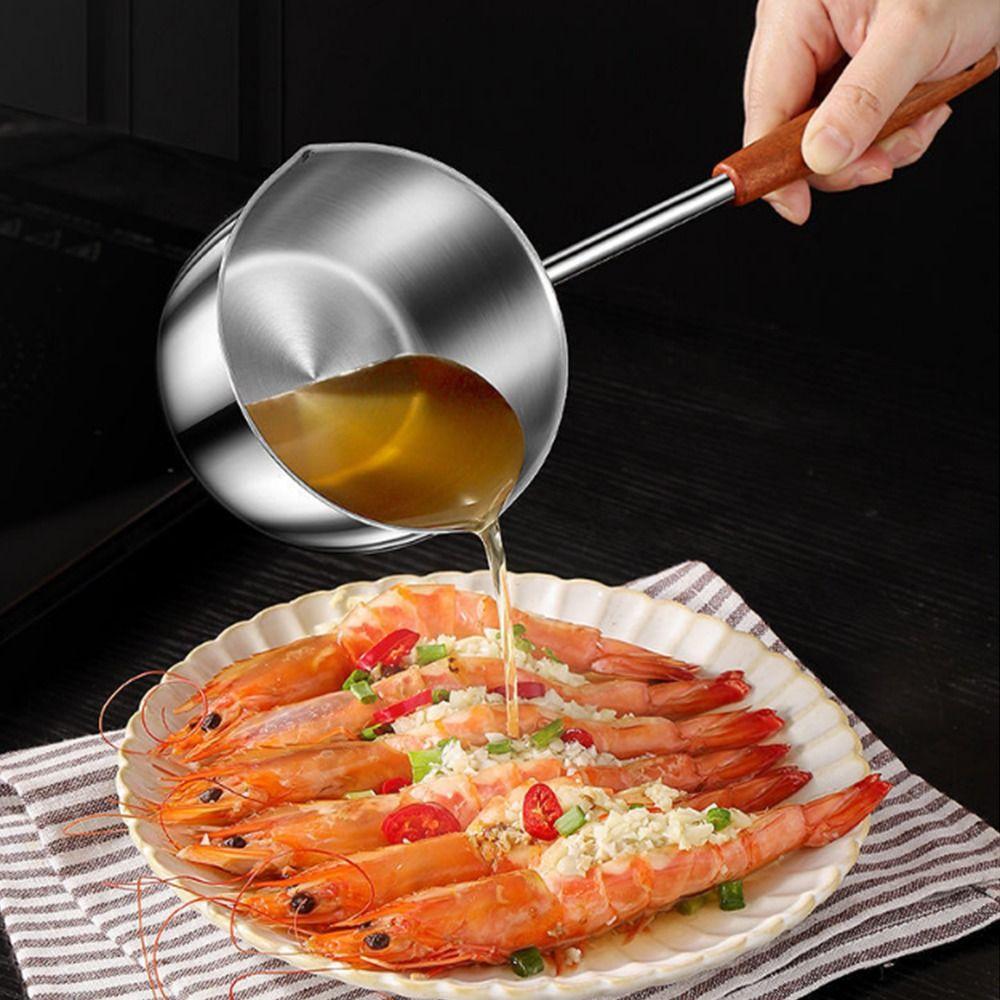 Thickened Oil Splashing Small Pot Stainless Steel Oil Pouring Spoon Mini Butter Warmer Soup