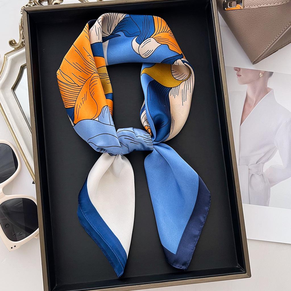 Luxury Print Square Silk Scarfs For Women Decorate Neck Ties Fashion 70*70Cm Kerchief Lady Summer Beach Hijab Female Neckerchief