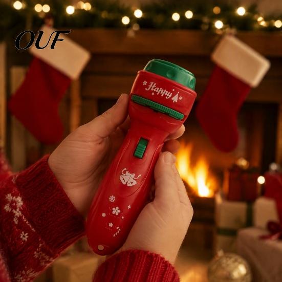 Handheld LED Projector Lamp Kids Christmas Flashlight with 24/32 Patterns, Cartoon Projection Torch, Santa Claus Pattern Light Educational Films, Boys