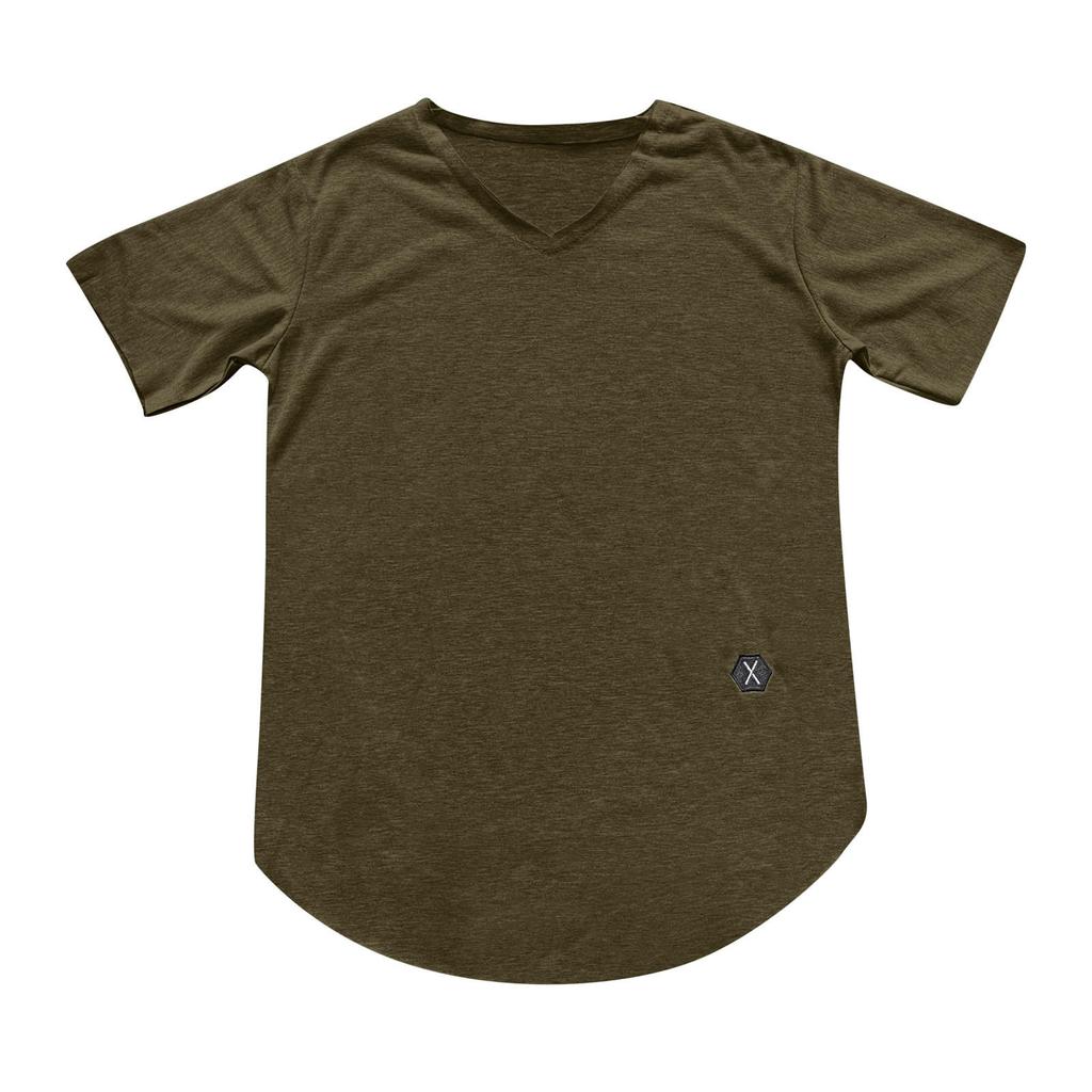 Men Summer Color Plus Size V Neck Short Sleeves