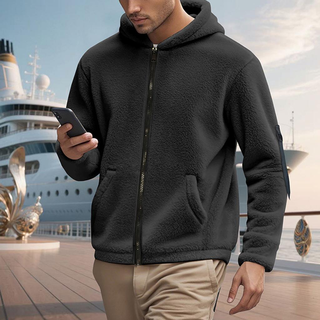 Herren Wende Kapuzen Reißverschluss Jacke Lockerer Schnitt Street für Herbst Winter