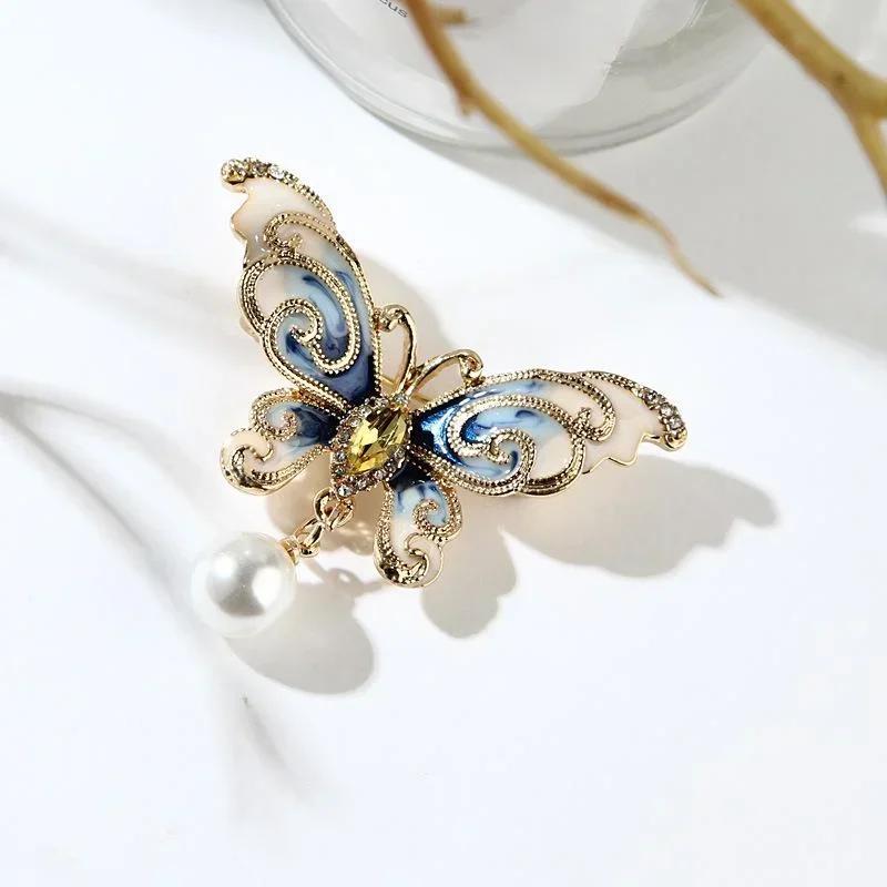 Korean Version of Fashionable Minimalist Accessories Drip Oil Enamel Alloy Cloud Patterned Butterfly Brooch Accessories