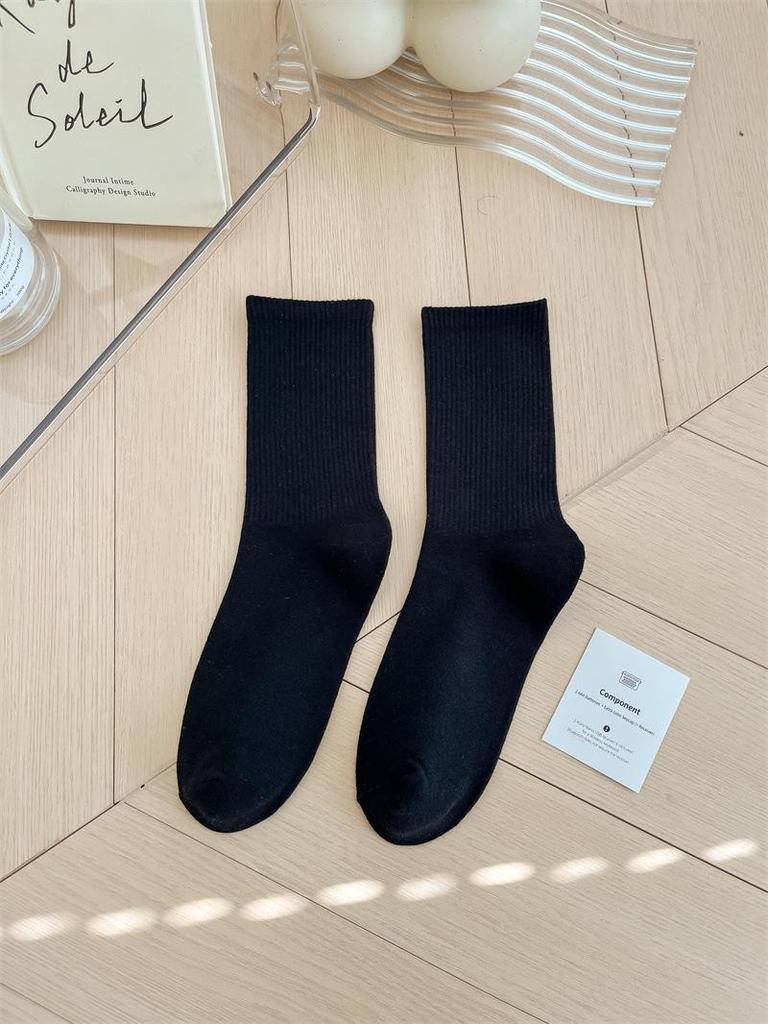 Women's Colorful Mid-Tube Socks In Violet, Orange, Rose, and Red for Modern Dance with Shark Print