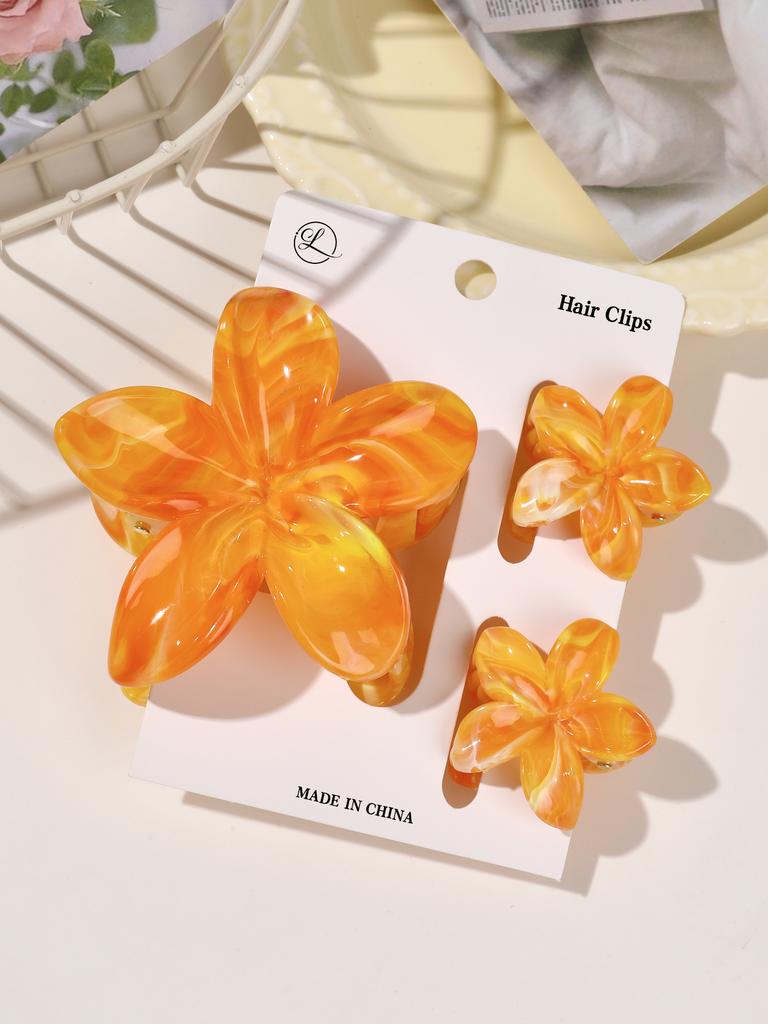 4 Stück Niedliche Blume Bananen Haarspangen für Dickes Haar, Starker Halt Rutschfest, Hawaiianisch, Haarschmuck für Frauen Mädchen Urlaubsgeschenk