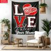 Detroit Red Wings Custom Name Tapestry Personalized Wall Art Hanging Bohemian Home Decor for Bedroom Dorm Living Room