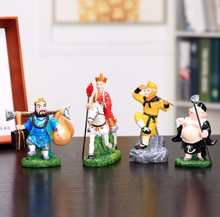 4pcs Creative Cartoon Image Sun Wukong Figurine Doll Monkey King Journey To The West Home Decoration Resin Crafts Decorations
