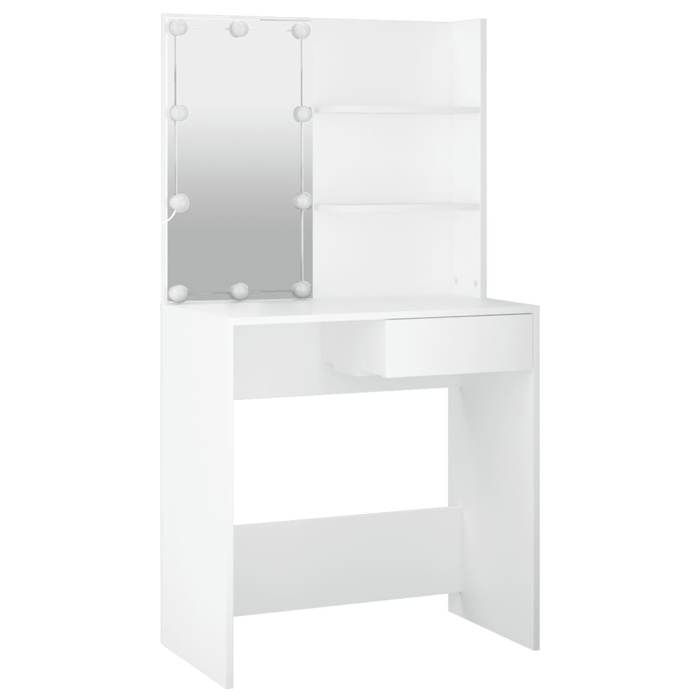 VidaXL Vanity Set with LED Cosmetic Table Makeup Dressing Table Jewelry Table Bedroom White Wood 3114107