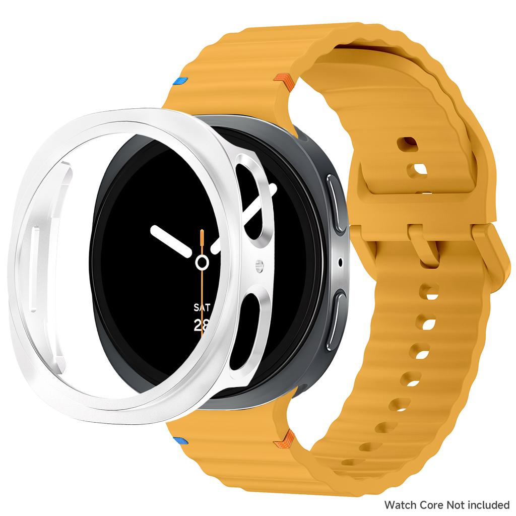 Silikonový řemínek pro Samsung Galaxy Watch 8 40 44mm Pásek s pouzdrem Chránič obrazovky Kryt nárazníku pro chytrý řemínek Náramkové doplňky