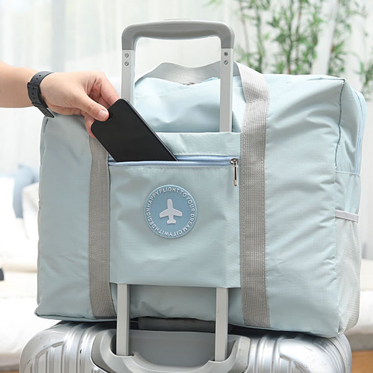 

1 шт.-Дорожная женская сумка Уличные мужские сумки Складная дорожная сумка для хранения Маленькие свежие дорожные сумки для хранения Складная сумка синий