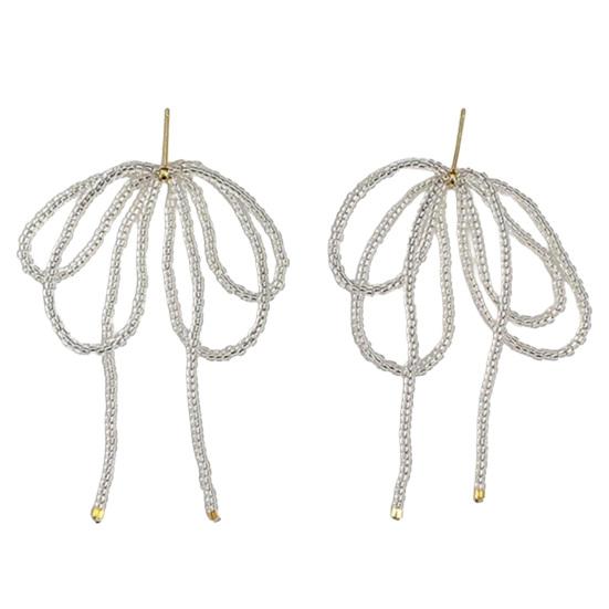 1 Pair Beaded Bow for Women Drop Earrings Beads
