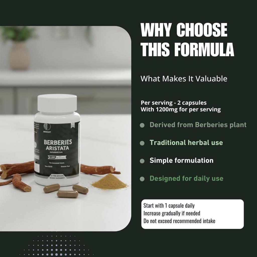 Organic Berberies Aristata Root 500 mg apoia a saúde do coração 60 cápsulas NÃO-OGM