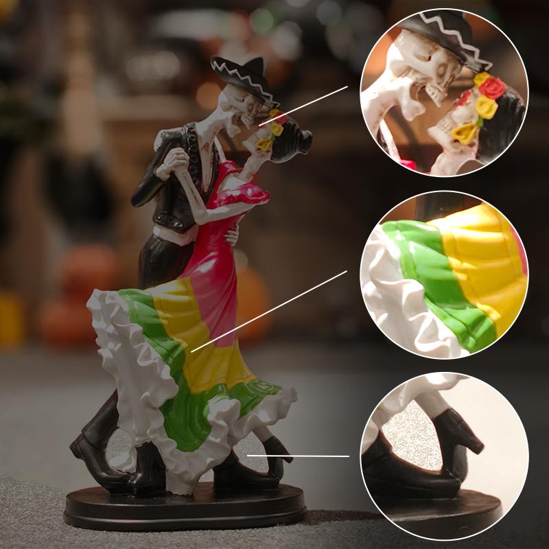 Day of the Dead Skeleton Dancing Statue Creative Resin Holiday Sculpture for Festive Decoration Ornament