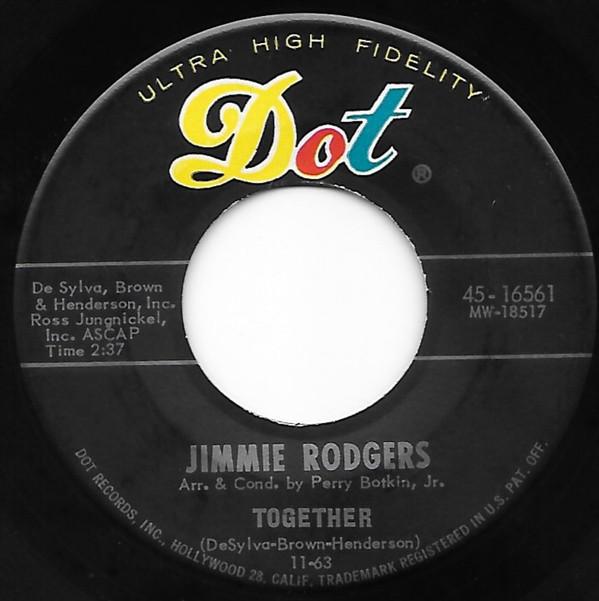 

Пластинка 7 дюймов JIMMIE RODGERS Together 4516561 Dot Records 2963 US CountryFolk Б/у