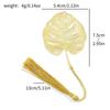 1Pc Golden Retro Art Metal Plant Vein Bookmark with Tassel Reading Book Accessories Index Tab Fringe Gift for Teachers Students