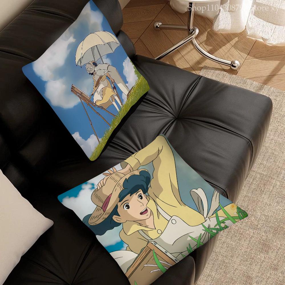 Der WIND STEIGT Animations-Kissenbezug Quadratisches Kissen Schlafzimmer Sofa Freizeit Komfort Kissen Auto Wohnzimmer Heimdekoration 40X40