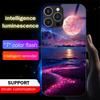 Brilliant LED Light Glow Luminous Tempered Glass Back Phone Case For IPhone Samsung