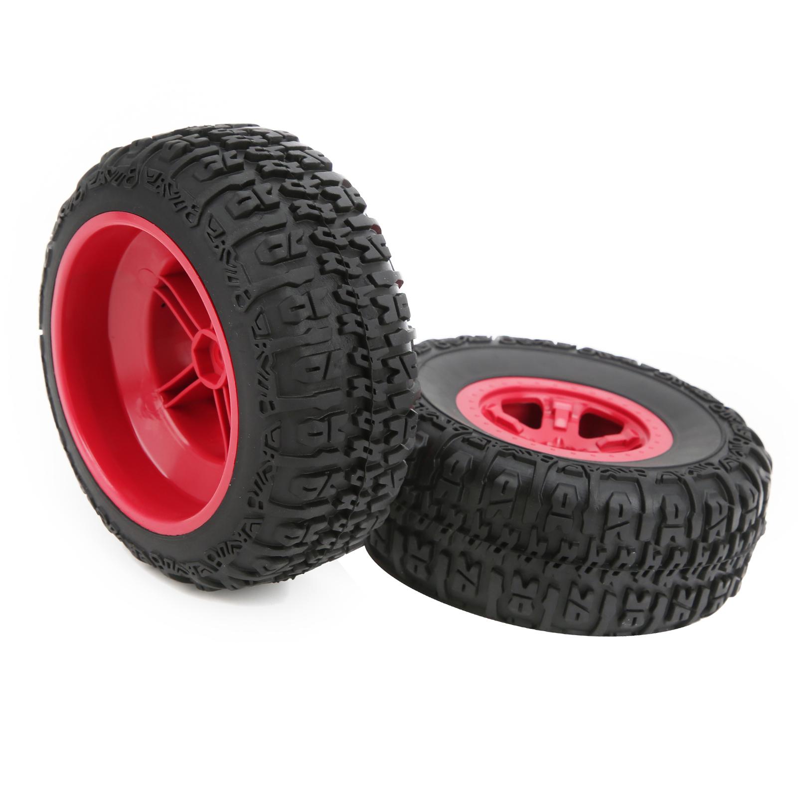 

2pcs Wheel Rim and Tires Set for Traxxas Slash 110 RC Short Course Truck Tires Upgrade Parts Red