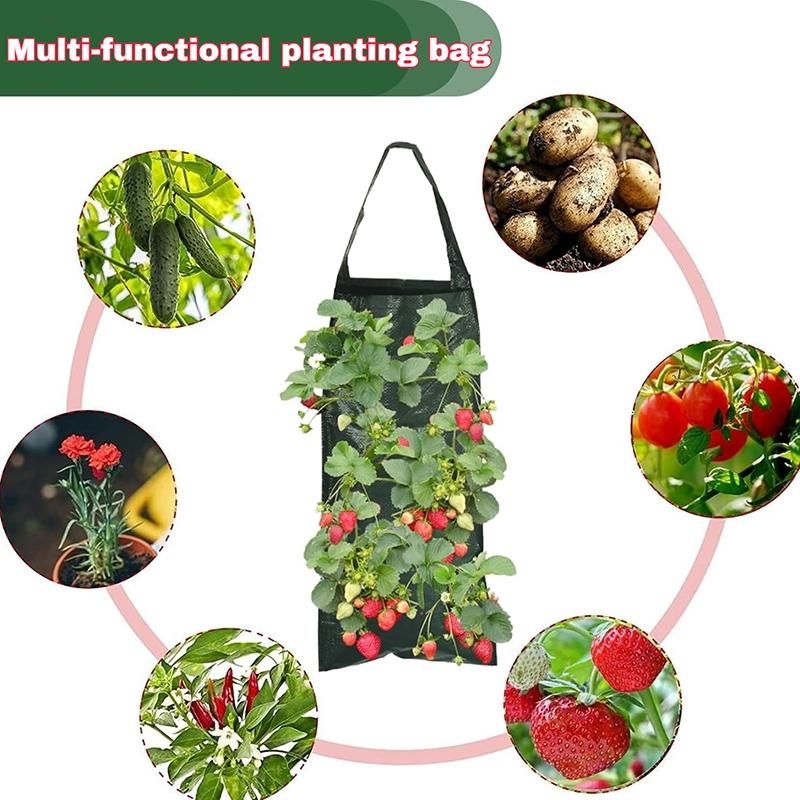 Hanging Strawberry Grow Bag Planter With Planting Holes Heavy Duty Durable Vertical Hanging Planter For Vegetable Tomato Potato