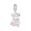 WOSTU 925 Silver Princess Pink Bear Bead Ballet Girl Charm Shoe Bow Pendant Saftey Chain Fit Bracelet Neckalce DIY Gift