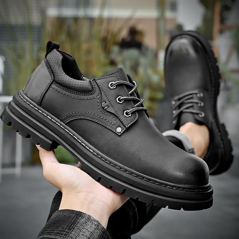 Fashion Golden Sapling Men Wide Toe Oxfords Shoes 2025 Classics Black Leather Male Work Shoes Lace-up Man Casual Footwear Size 38-46