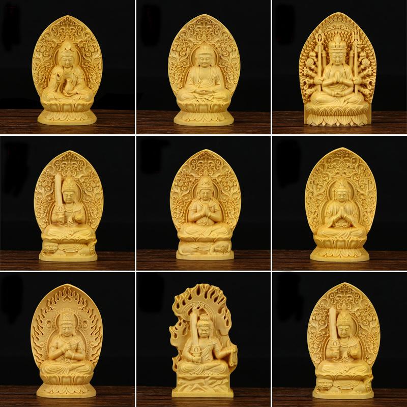 Exquisite Wood Carved Statue Guanyin Bodhisattva Figurine Tathagata Buddha Sculpture Buddha Zen Lucky Crafts Home Decor Pray Box