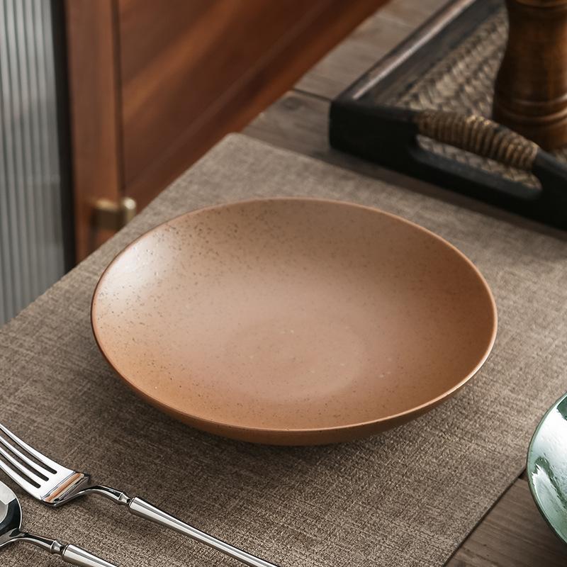 Japanese Ceramic Plate Hat Deep Plate Western Food Main Course Pasta Plate Household Kiln Plate