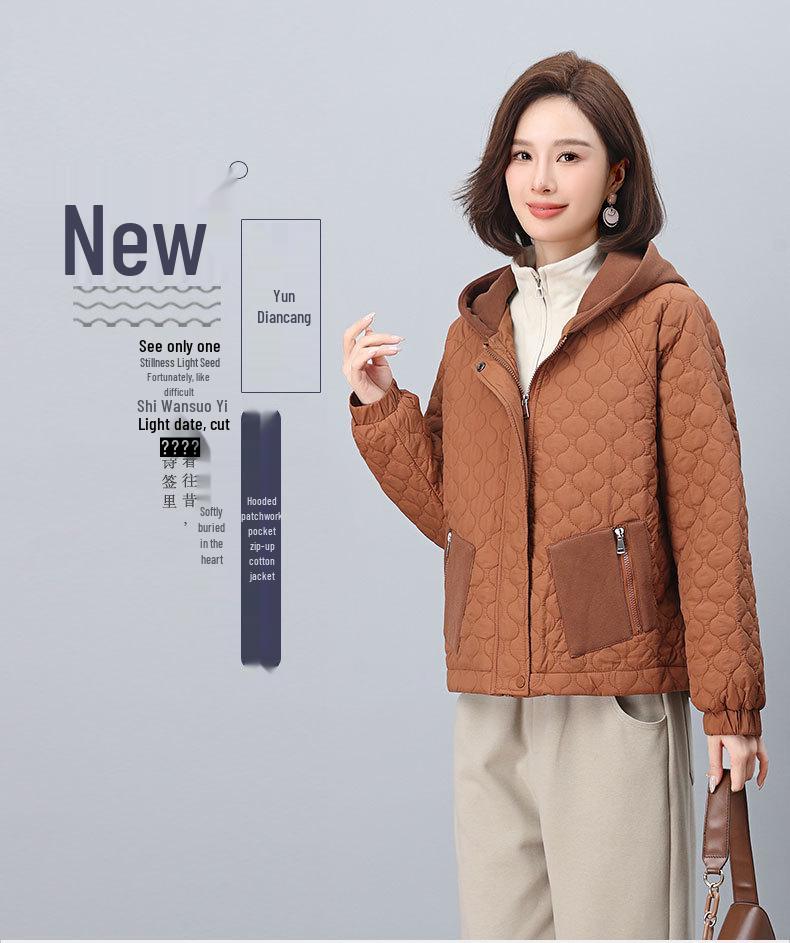 Women's Hooded Cotton Coat: Autumn/Winter 2024, Short, Loose, and Thickened for Middle-Aged and Elderly.
