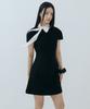 Lucirju Custom Scarf Tweed Mini Dress Set (Black)