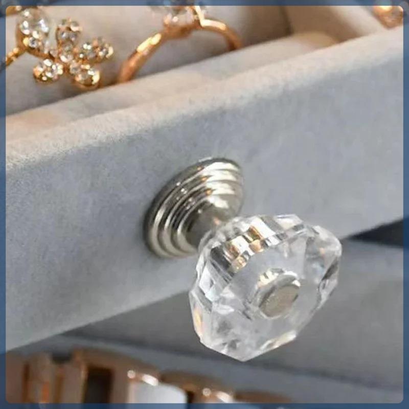 Three-drawer large capacity velvet earrings bracelet ring jewelry organizer dust oxidation jewelry box desktop models