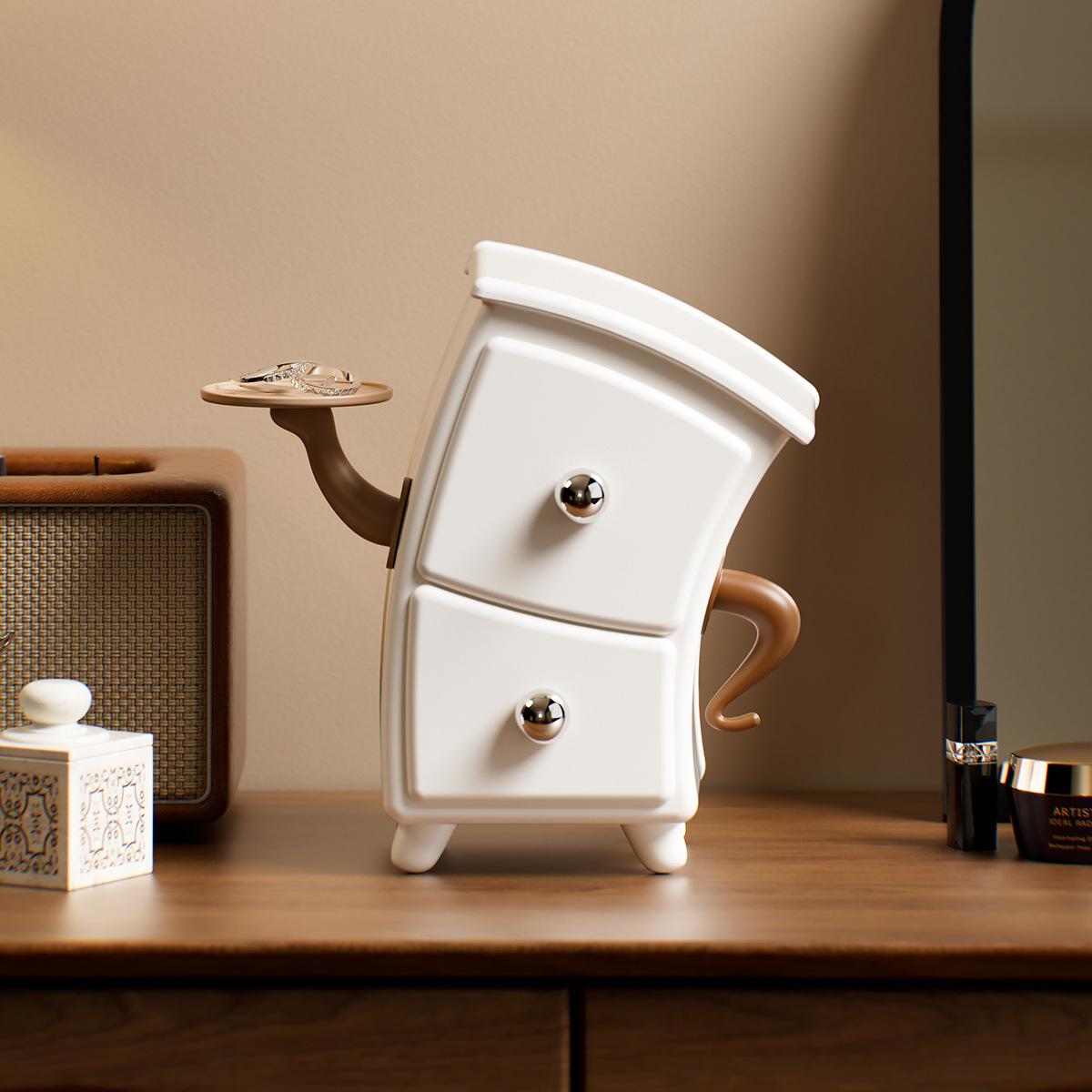 

Creativity Cute Bend Over Table Top Storage Box with Drawers Jewelry Stationery Countertop Storage Decoration Home Ornaments