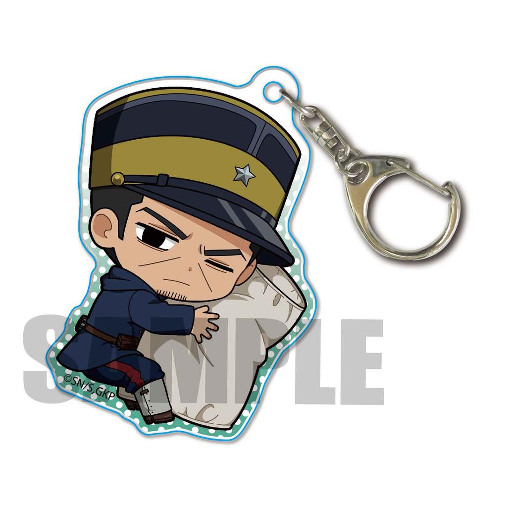 Golden Anime Kamuy Saichi Sugimoto Asirpa Acrylic Pendant Keychains Car Key Chain Key Ring Phone Bag Hanging Jewelry
