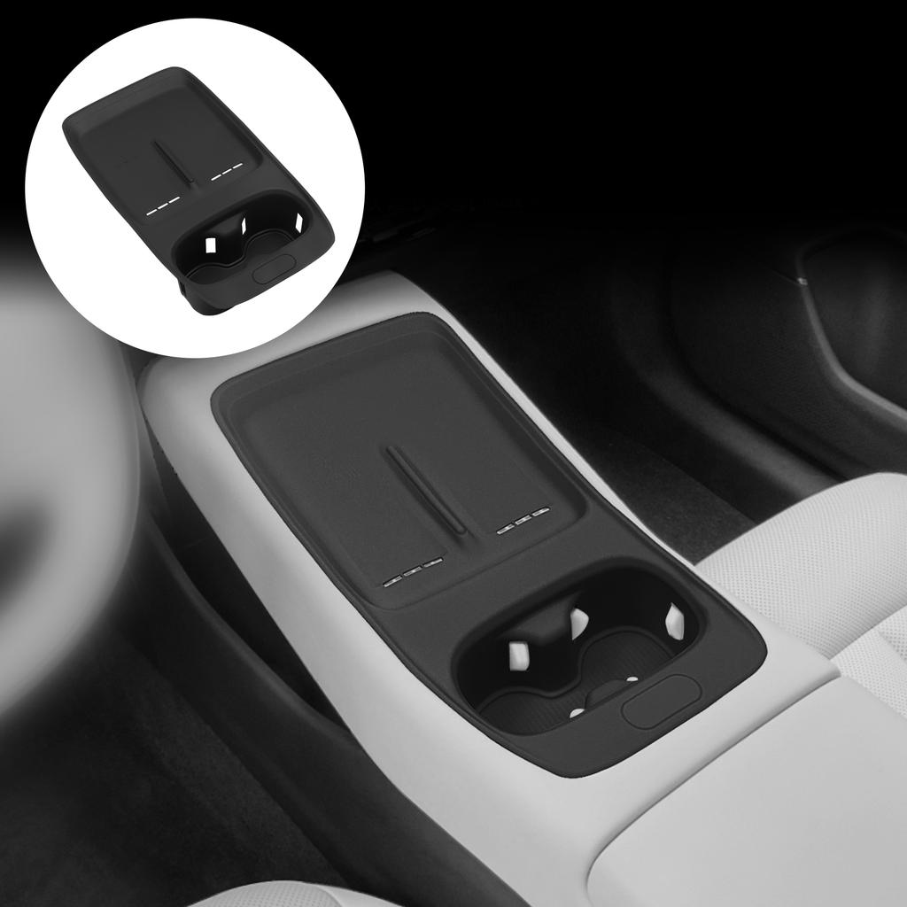 For Xpeng P7+ Anti-Slip Pad With Cup Holder Car Silicone Wireless Phone Anti Dirt Mat Interior Accessories Black