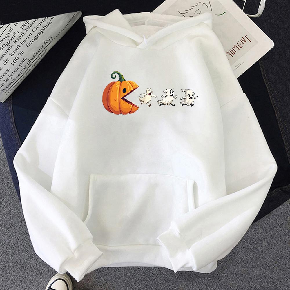 Funny Pumpkin Eating Ghosts Hoodie Women/men Hoodies Autumn Winter Clothes for Halloween Gifts Aesthetic Sweatshirt Vintage