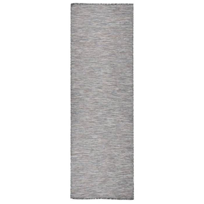 VidaXL Outdoor Flatweave Rug 80x250 Cm Brown and Blue 340814