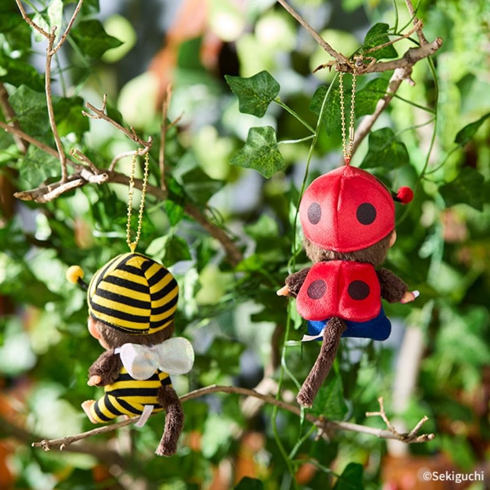 Sekiguchi Monchhichi Large Face SS Keychain Ladybug 245949 H11 X W8 X D6cm