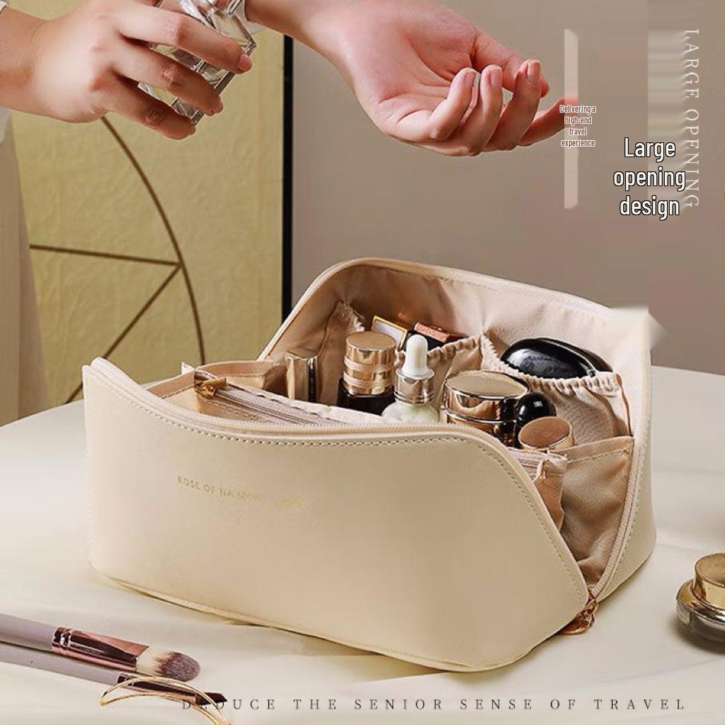 PU Large-Capacity Waterproof Travel Cosmetic Bag for Women